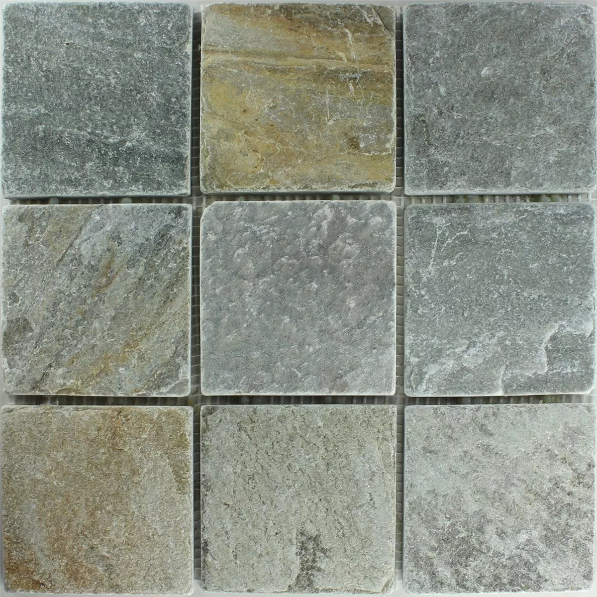 Azulejo Mosaico Quartzito Bege Cinza 100x100mm