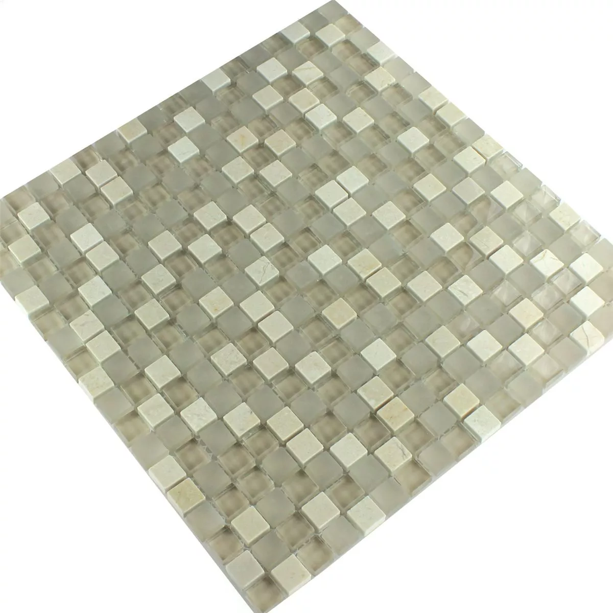 Azulejo Mosaico Vidro Mármore Barbuda Creme 15x15x8mm