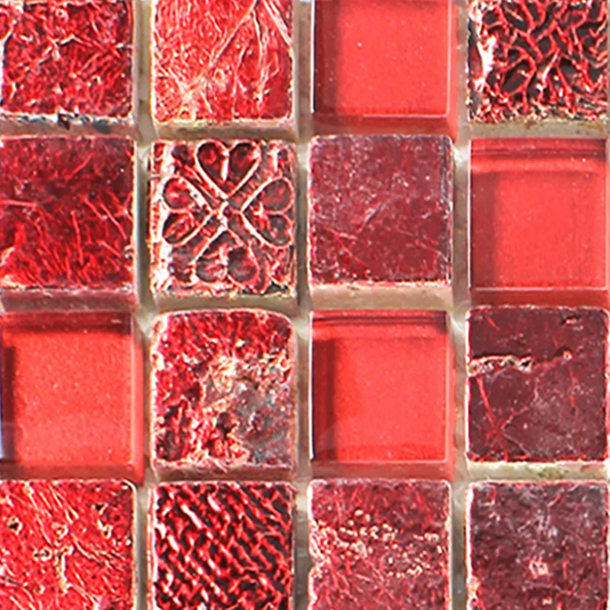 Padrão de Azulejo Mosaico Vidro Calcário Mármore Lava Vermelho Duo