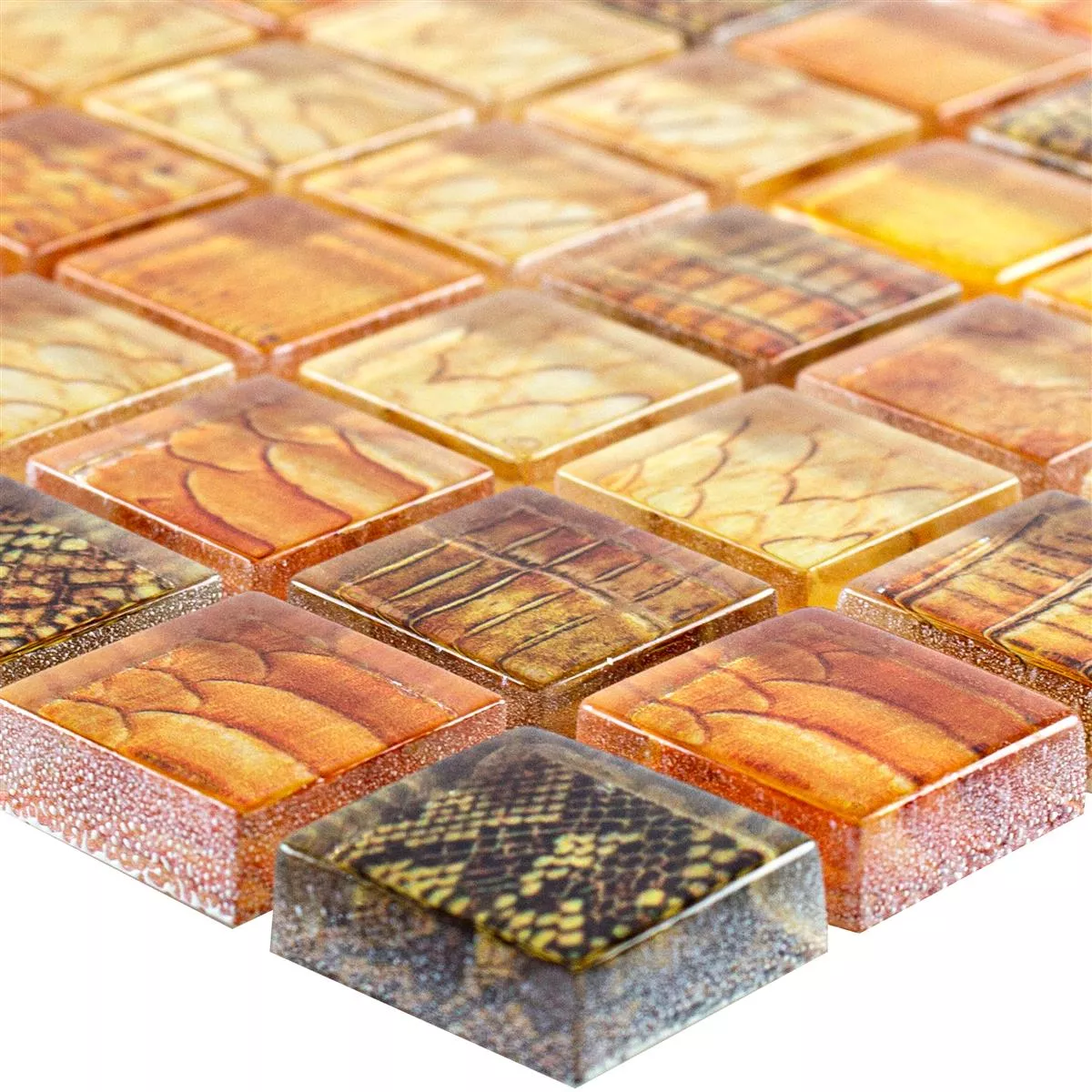 Padrão de Mosaico De Vidro Azulejos Python Laranja 23