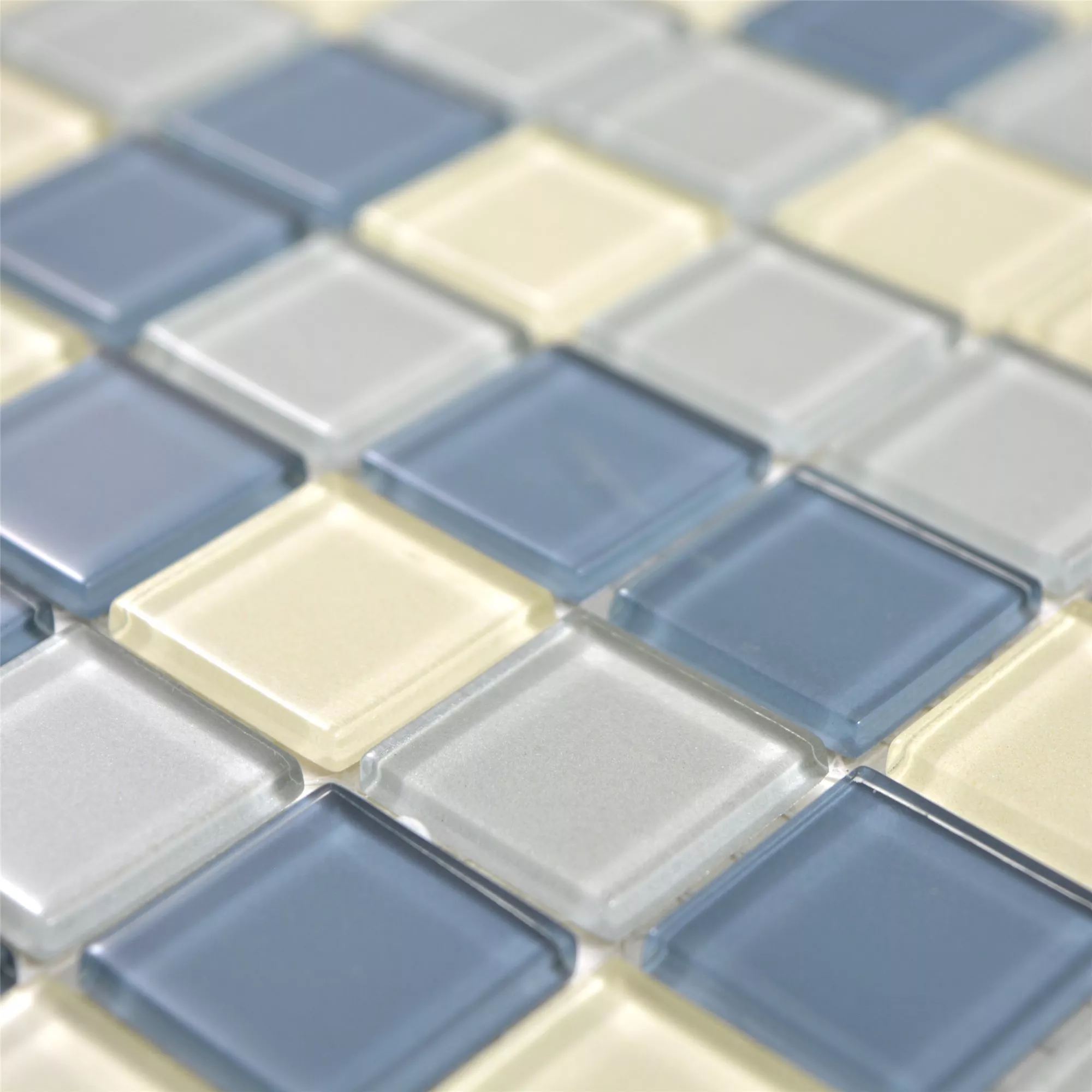 Mosaico De Vidro Azulejos Bommel Prata Branco Azul