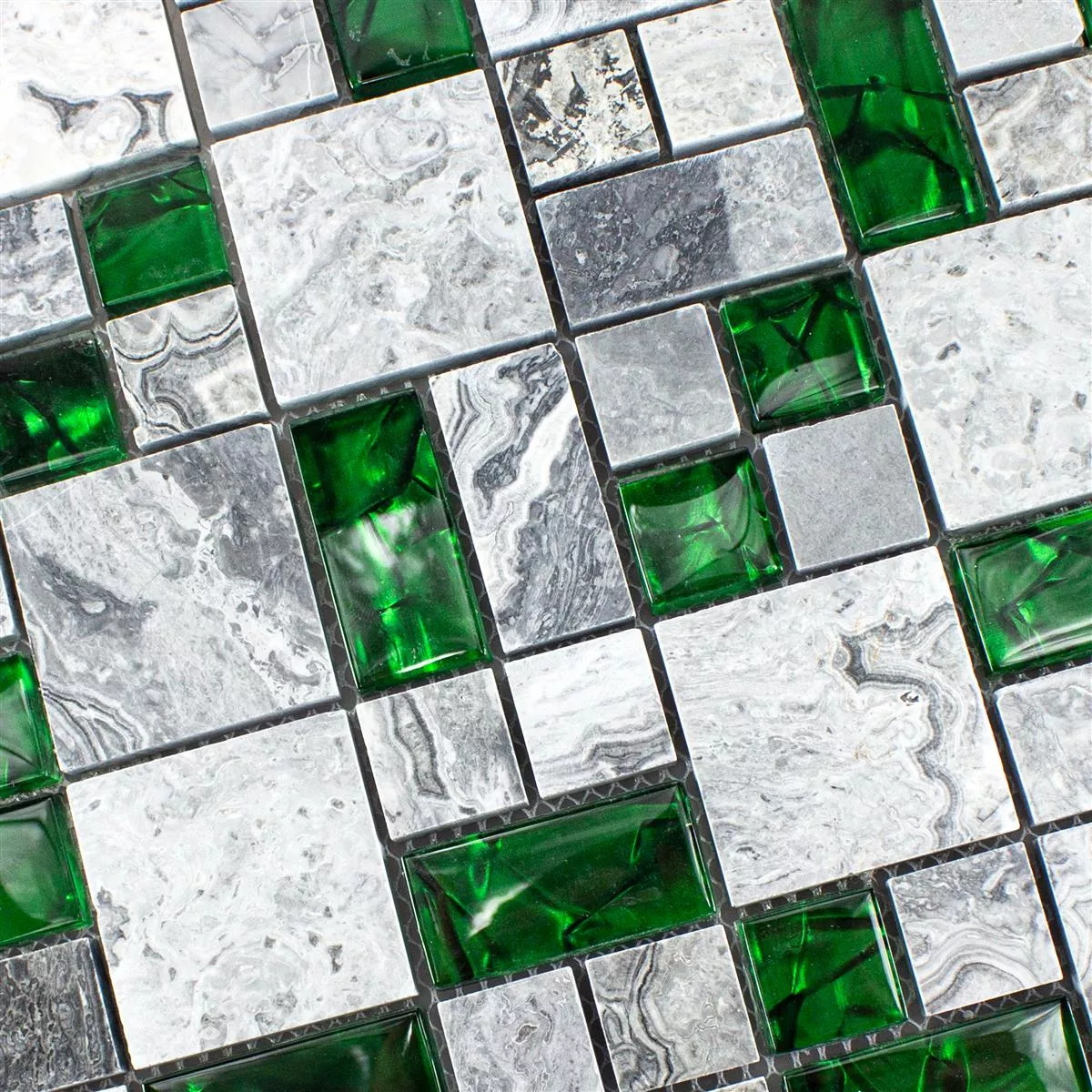 Padrão de Mosaico de Pedra Natural de Vidro Azulejos Sinop Cinza Verde 2 Mix