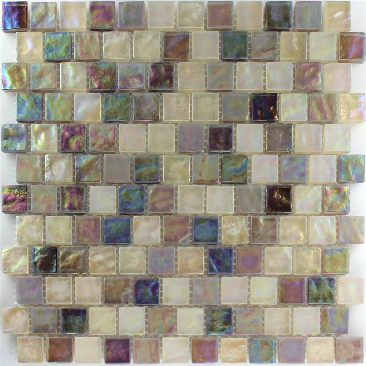 Azulejo Mosaico Vidro Efeito Madrepérola Creme