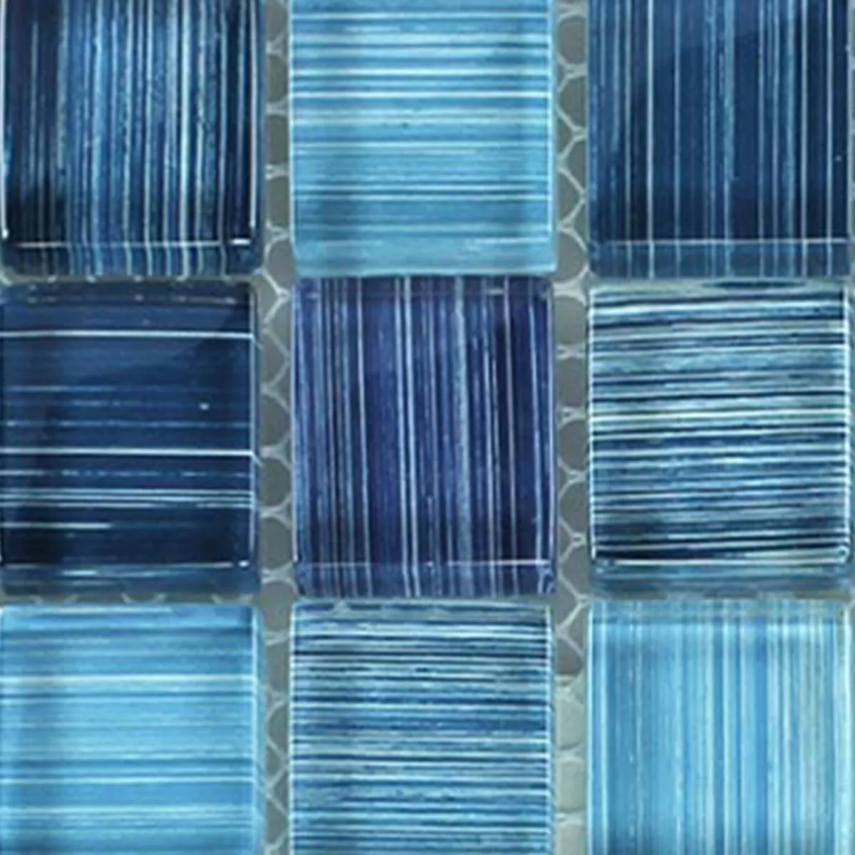 Padrão de Mosaico De Vidro Azulejos Listrado Telha Azul Mix