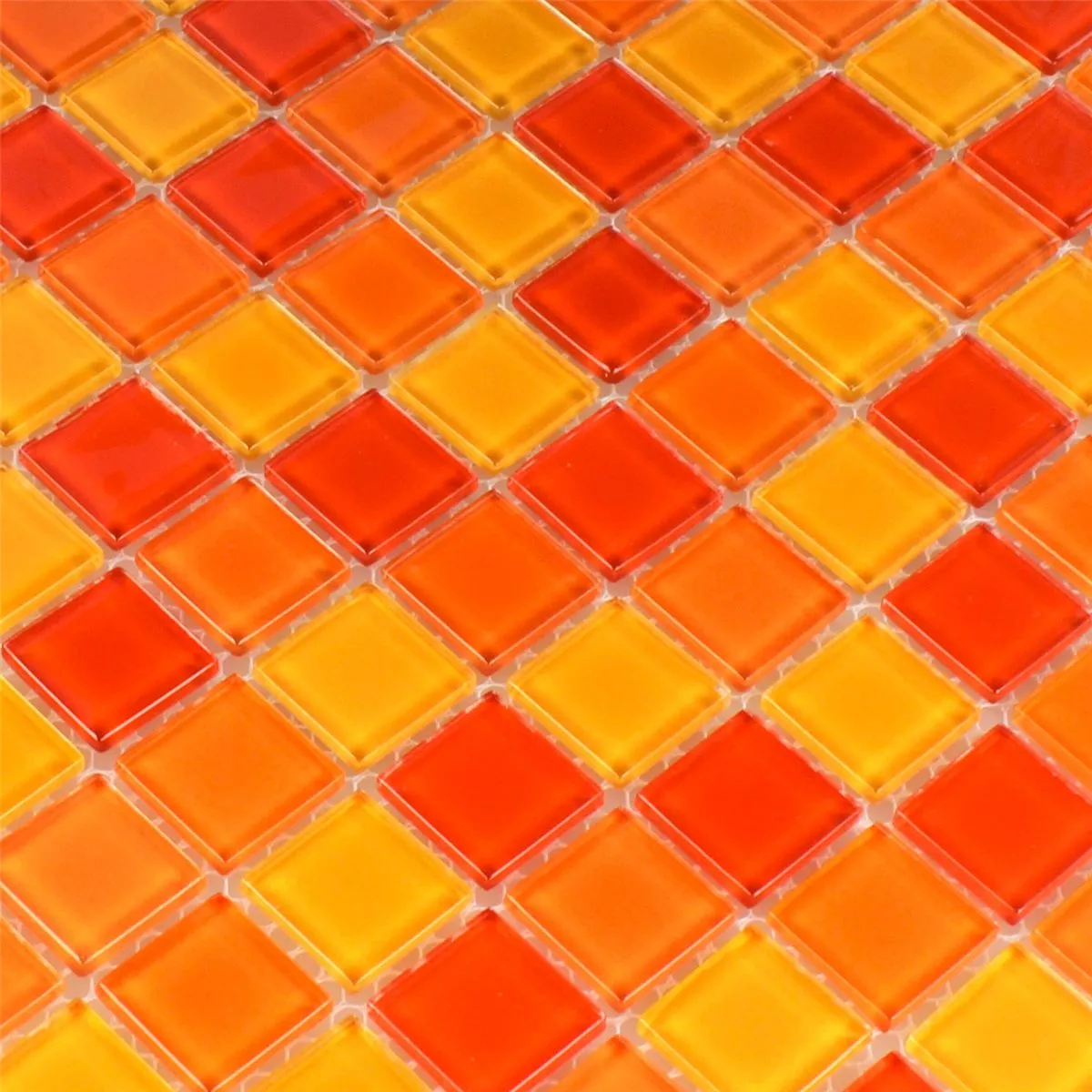 Azulejo Mosaico Vidro Laranja Vermelha Amarelo 25x25x4mm