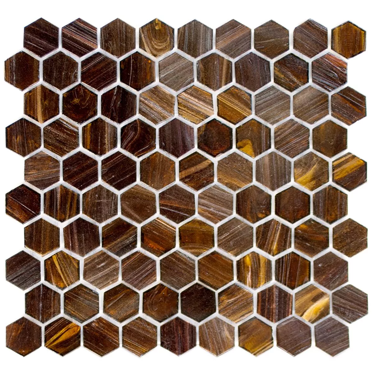 Mosaico De Vidro Azulejos Trend-Vi Hexagonal 270 Marrom Escuro