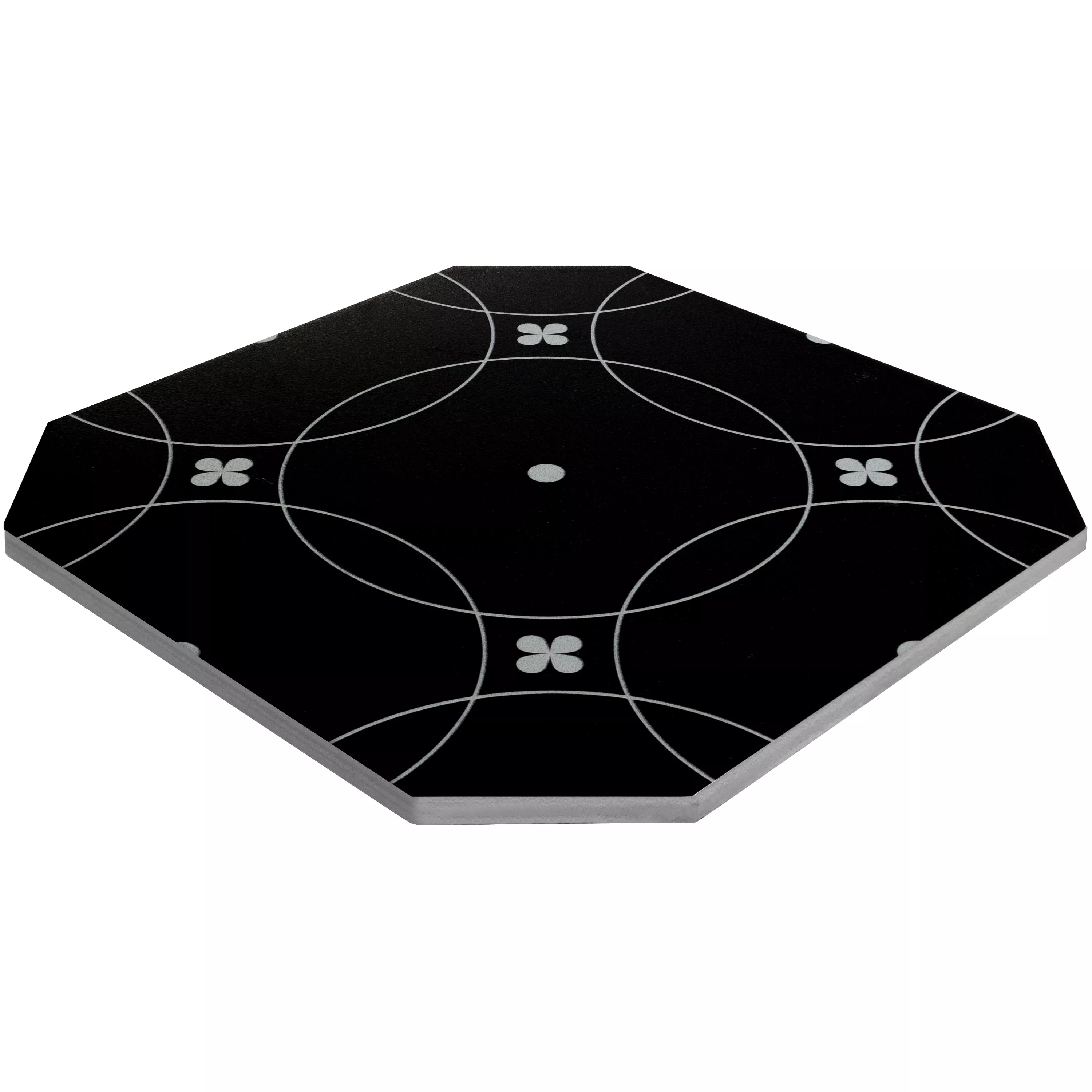 Grés Porcelânico Azulejos Genexia Preto Branco Decor 1 Octógono 20x20cm