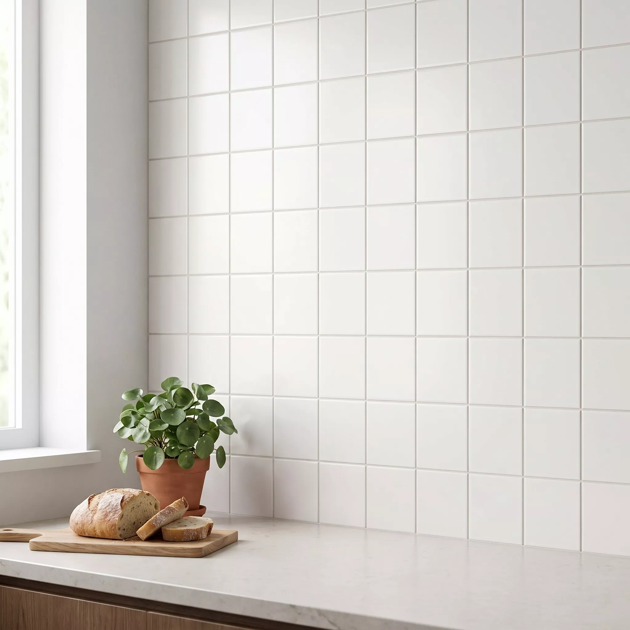 Ladrilho do metrô Branco Fosco 10x10 cm Sem Faceta Freyburg Blanco
