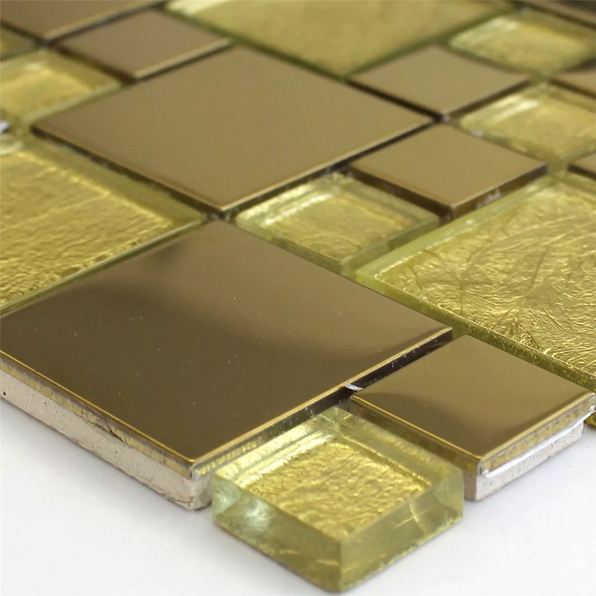 Padrão de Azulejo Mosaico Vidro Aço Inoxidável Metal Ouro