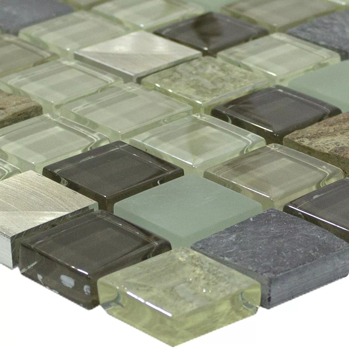 Vidro Pedra Natural Alumínio Azulejo Mosaico Konoha Bege Marrom