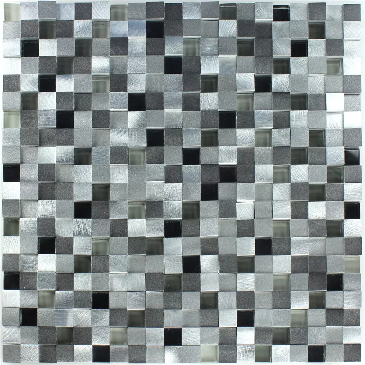 Padrão de Azulejo Mosaico Alumínio Vidro D Design Black Mix