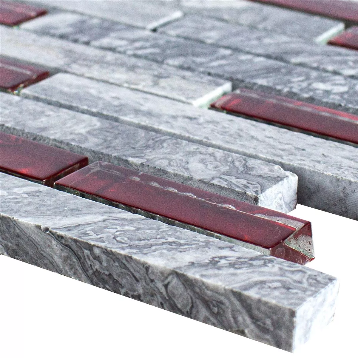 Mosaico de Pedra Natural de Vidro Azulejos Sinop Cinza Vermelho Brick