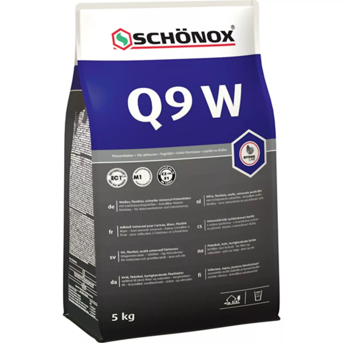 Adesivo para azulejos Schönox Q9 W Branco Flexível Universal Pó Adesivo 5 KG