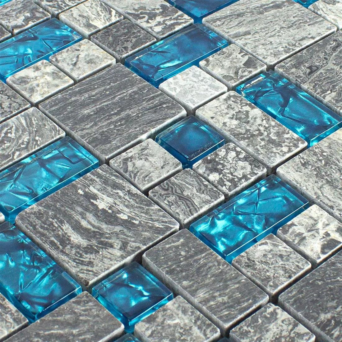 Padrão de Mosaico De Vidro Ladrilhos De Pedra Natural Manavgat Cinza Azul ix