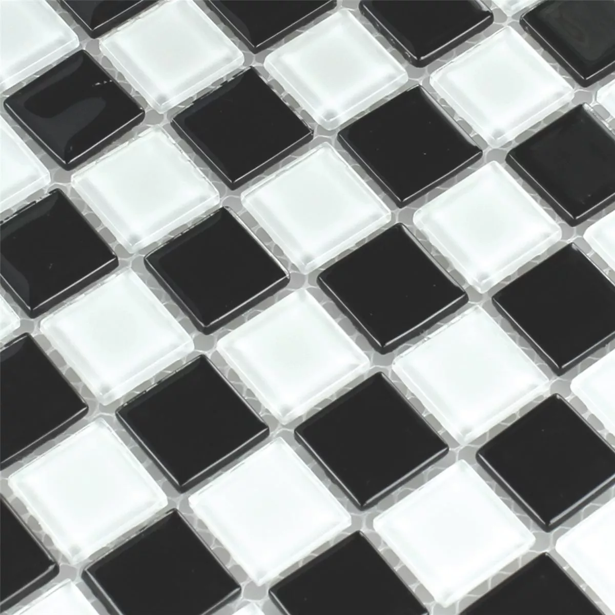 Padrão de Azulejo Mosaico Vidro Tabuleiro De Xadrez Preto Branco