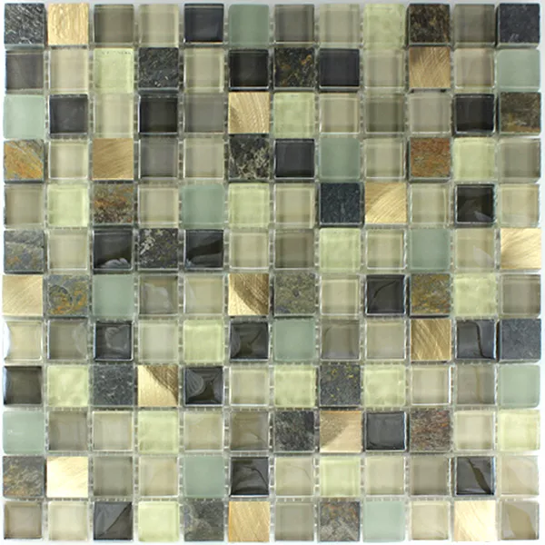 Padrão de Alu-Mosaico Mosaico De Vidro Pedra Natural Quartzito Azulejo Mosaico