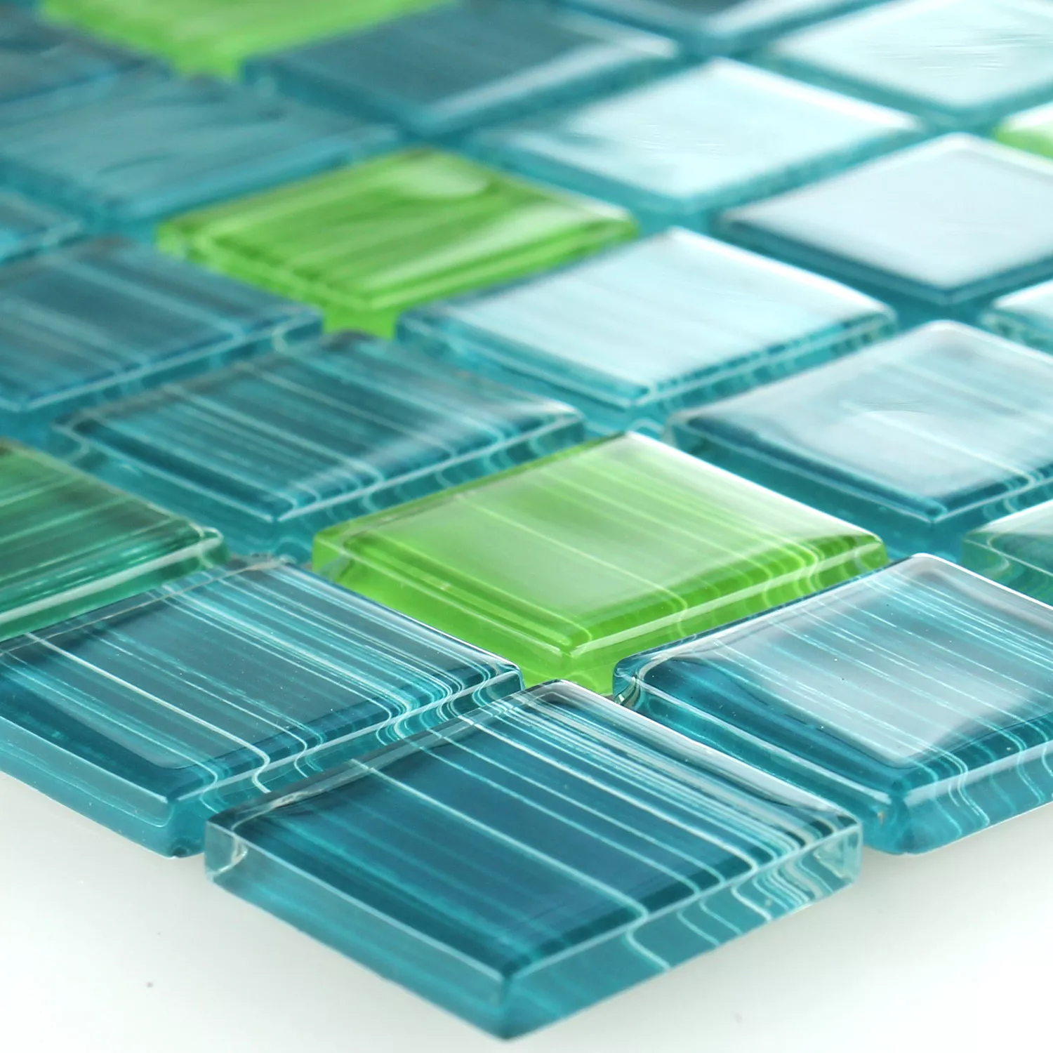 Mosaico De Vidro Azulejos Listrado Verde Mix