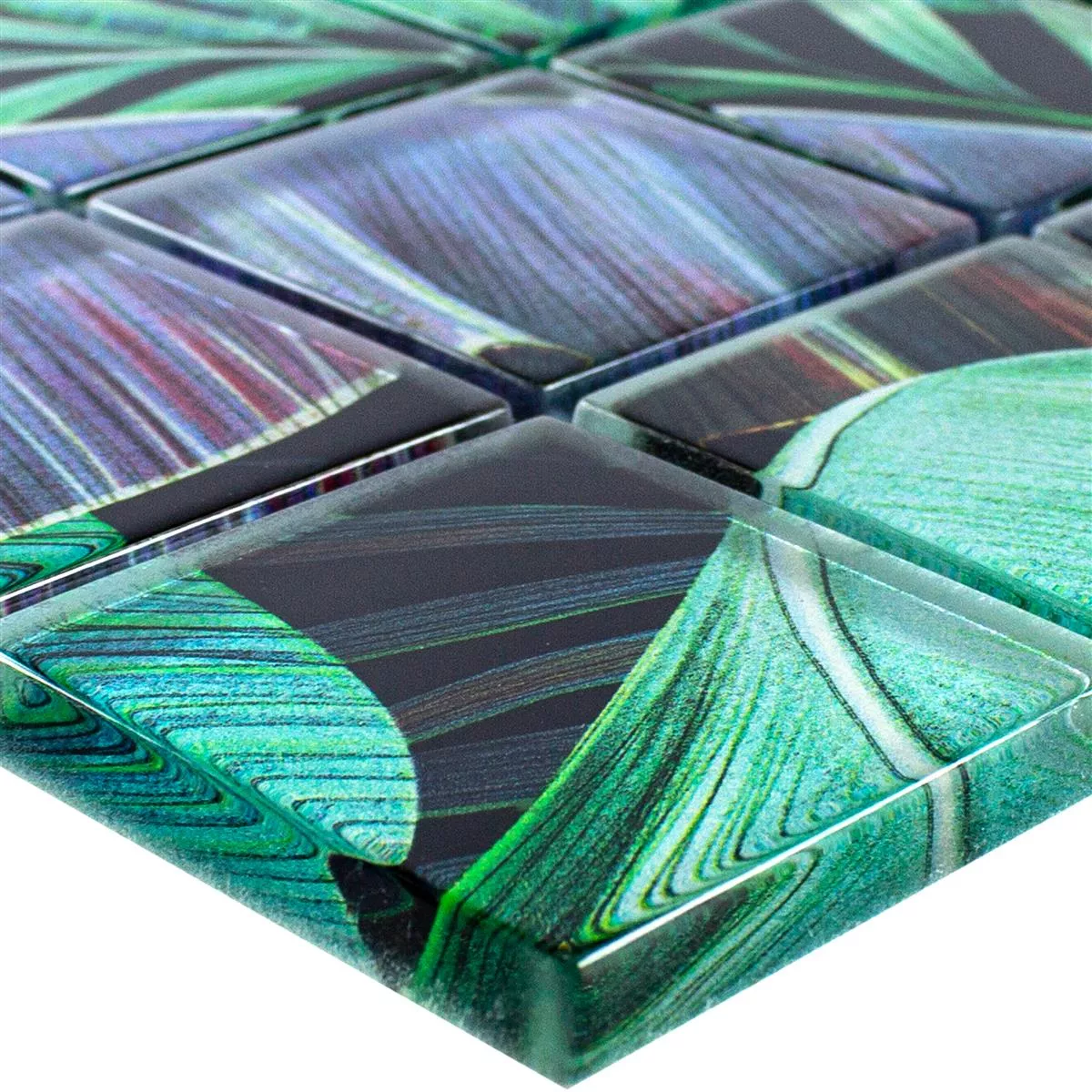 Mosaico De Vidro Azulejos Pittsburg Flor Óptica Verde Roxa