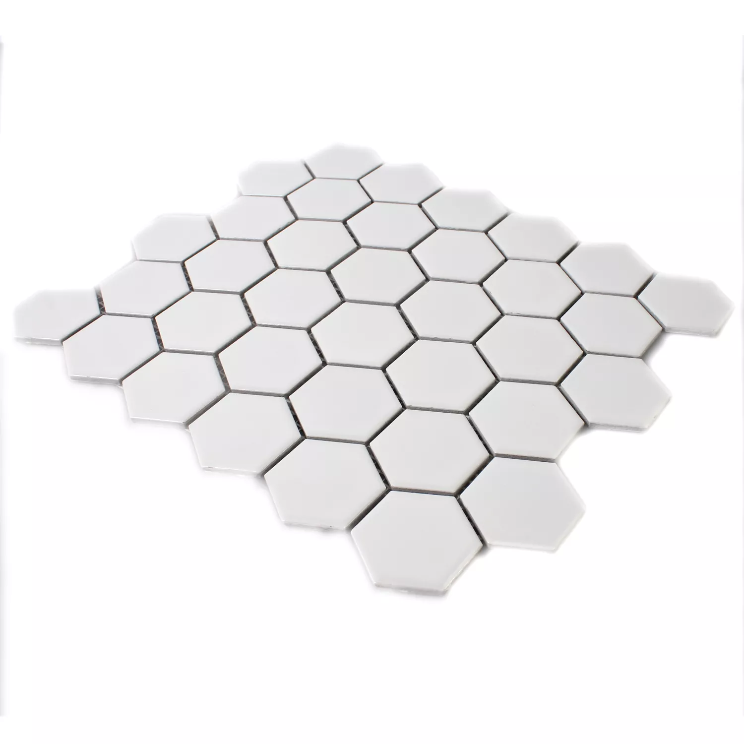 Azulejo Mosaico Cerâmica Hexágono Branco Fosco H51