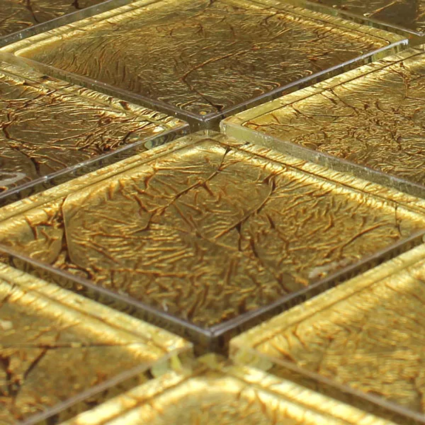 Mosaico De Vidro Azulejos 48x48x8mm Ouro Metal