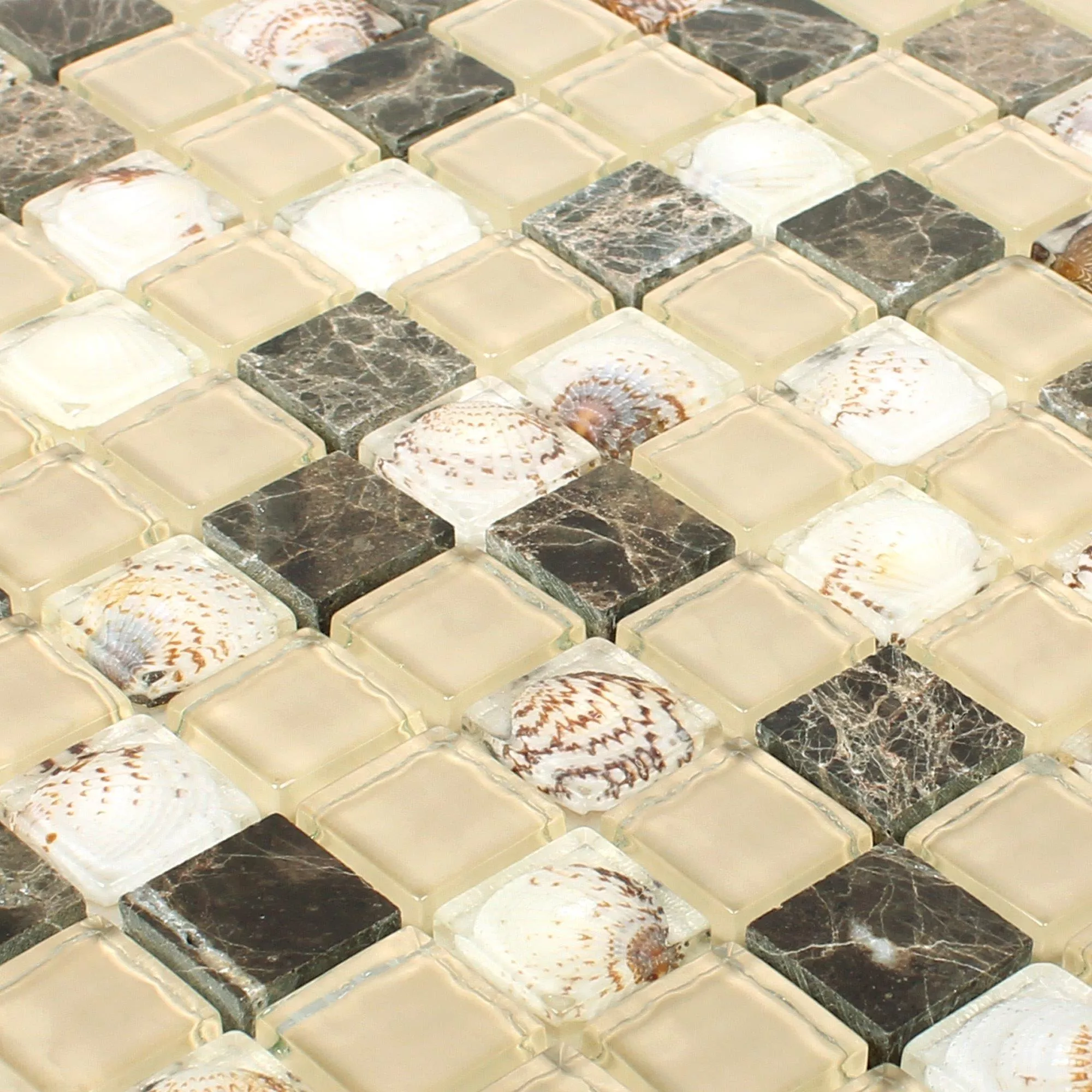 Padrão de Mosaico De Vidro Ladrilhos De Pedra Natural Tatvan Marrom Bege