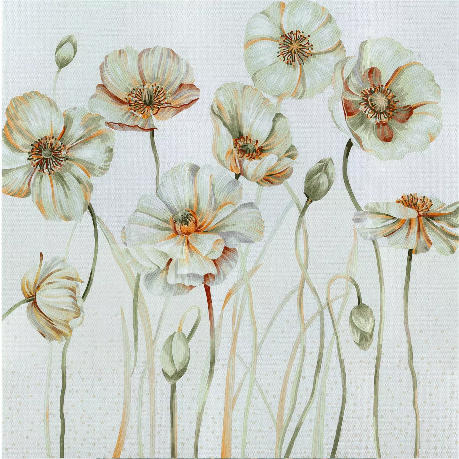 Mosaico De Vidro Foto White Poppy 130x240cm
