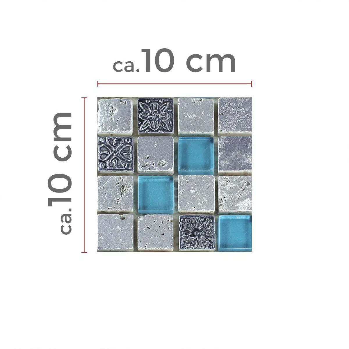 Padrão de Azulejo Mosaico Vidro Resina Pedra Mix Azul Prata