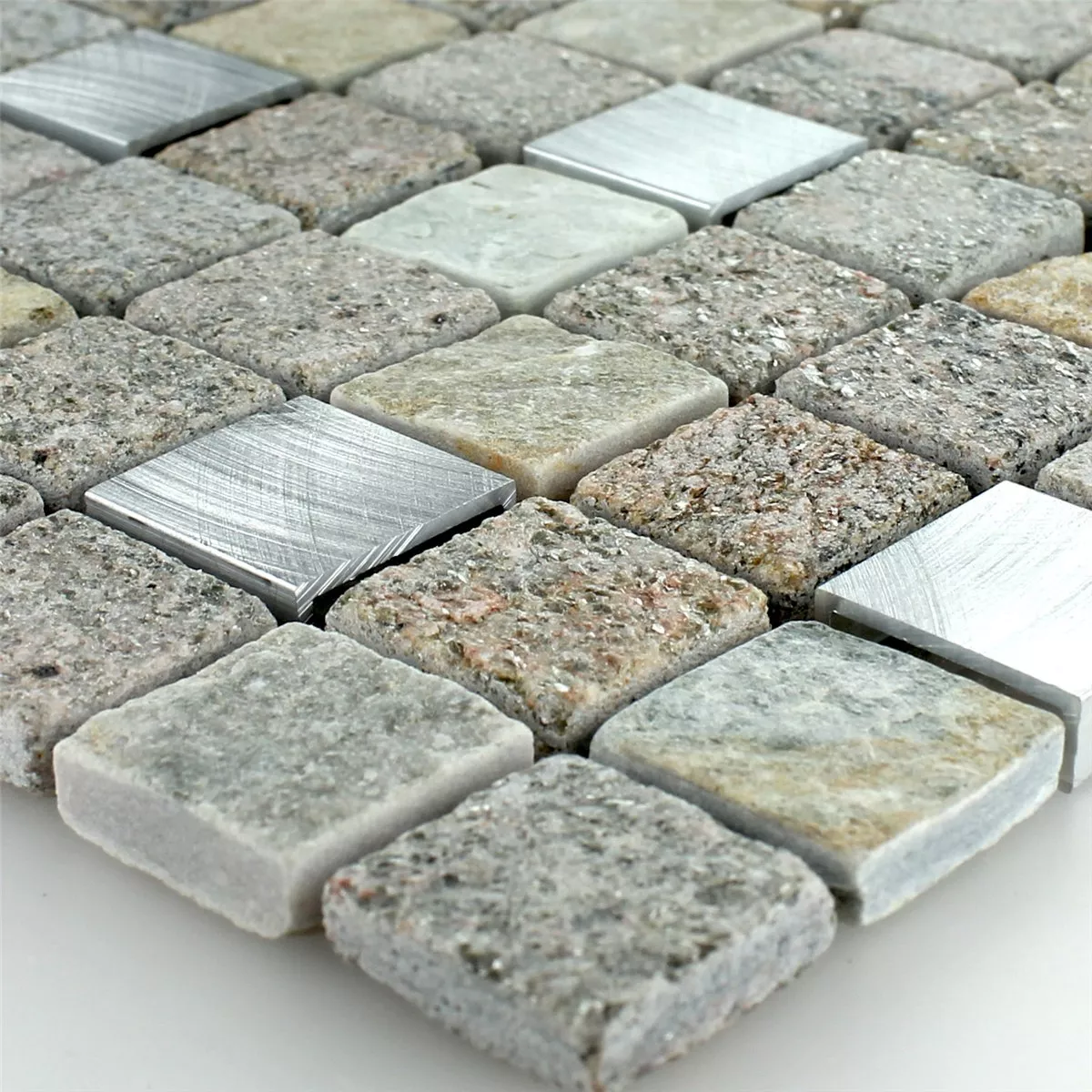 Azulejo Mosaico Quartzito Alu Pedra Natural 23x23x8mm