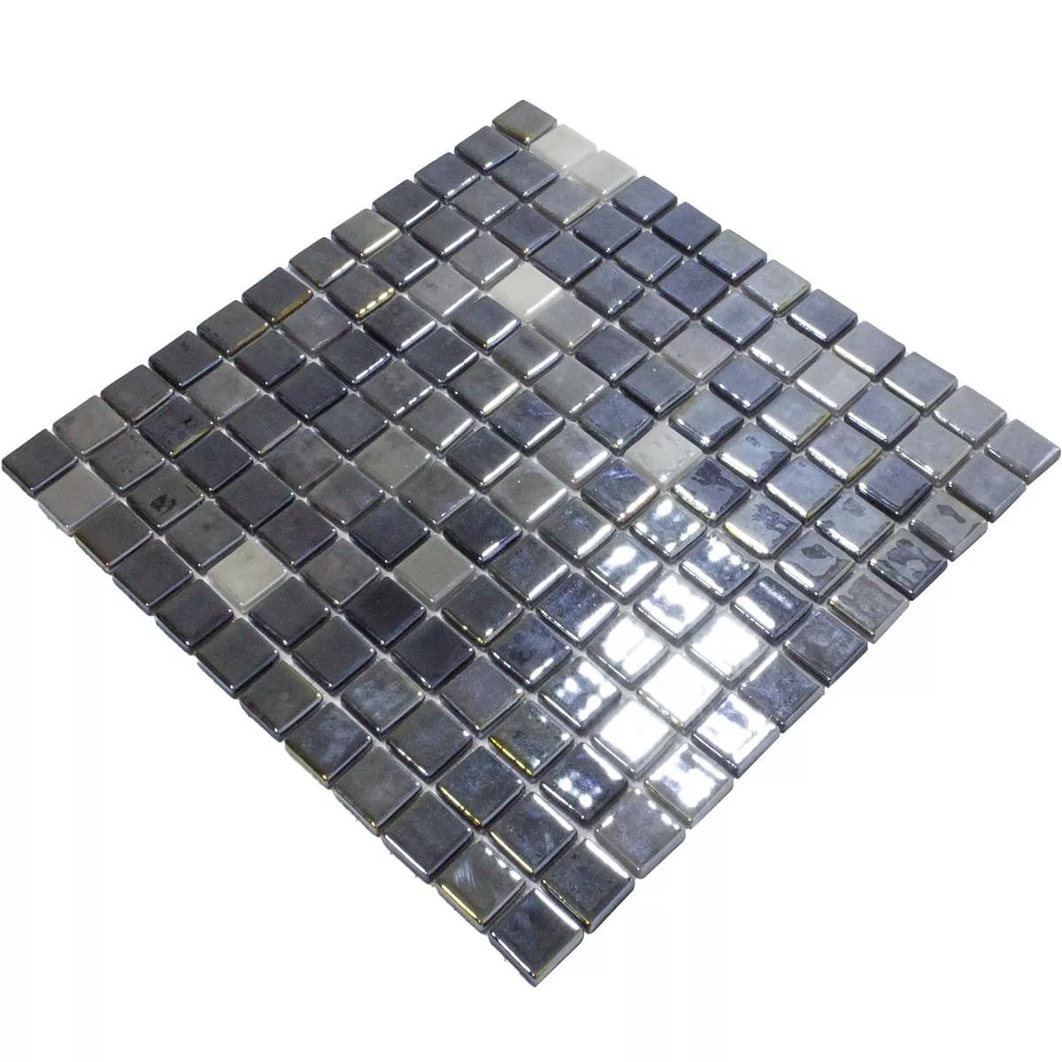 Padrão de Mosaico De Vidro Azulejos Silvertown Antracite Metallic 25x25mm