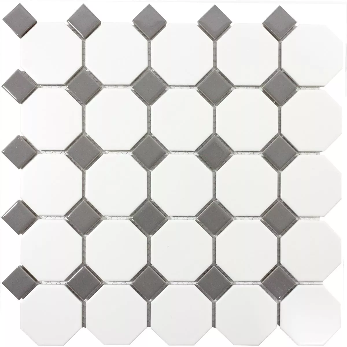 Padrão de Azulejo Mosaico Cerâmica Octógono Navajo Branco