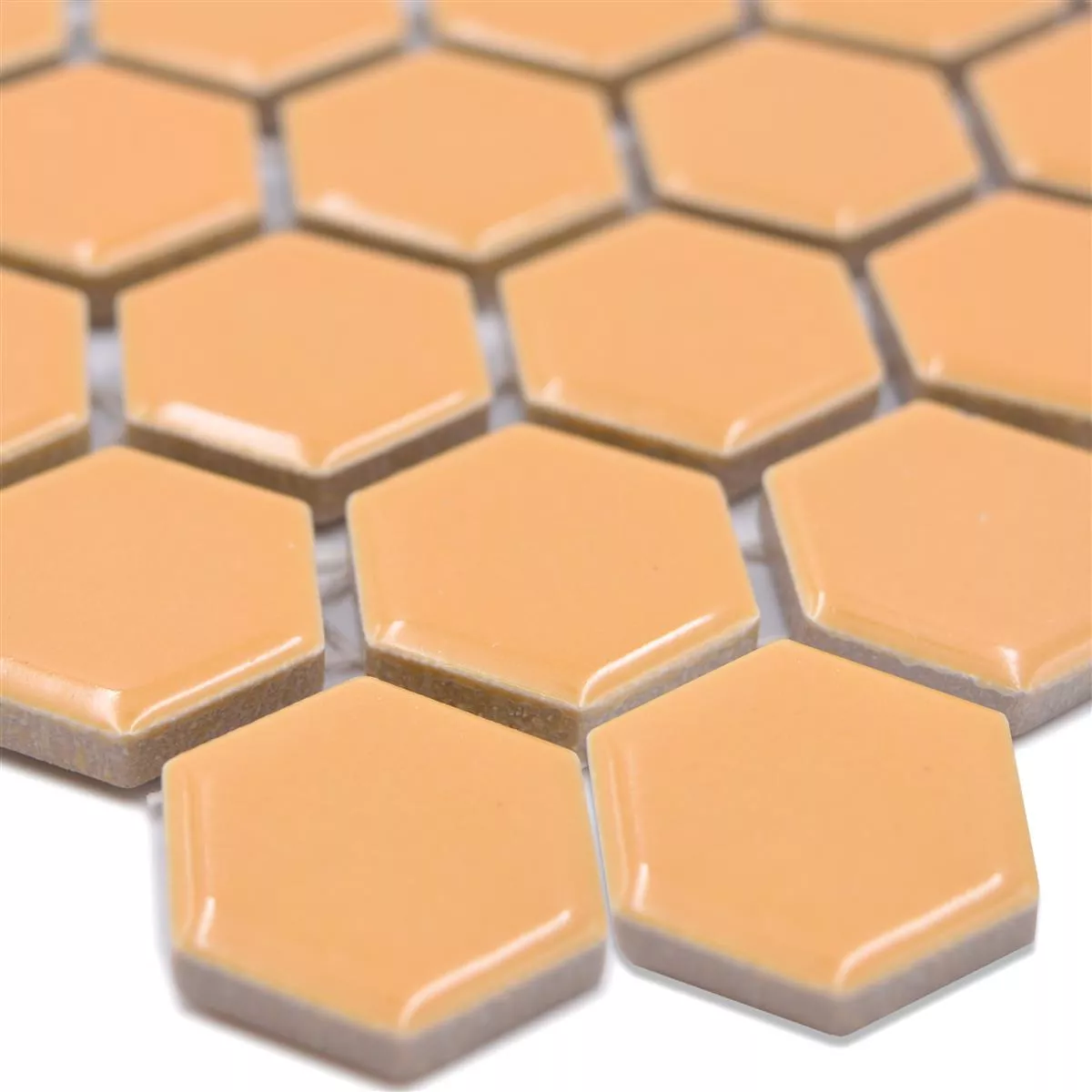 Mosaico Cerâmico Salomon Hexágono Ocre Laranja H23