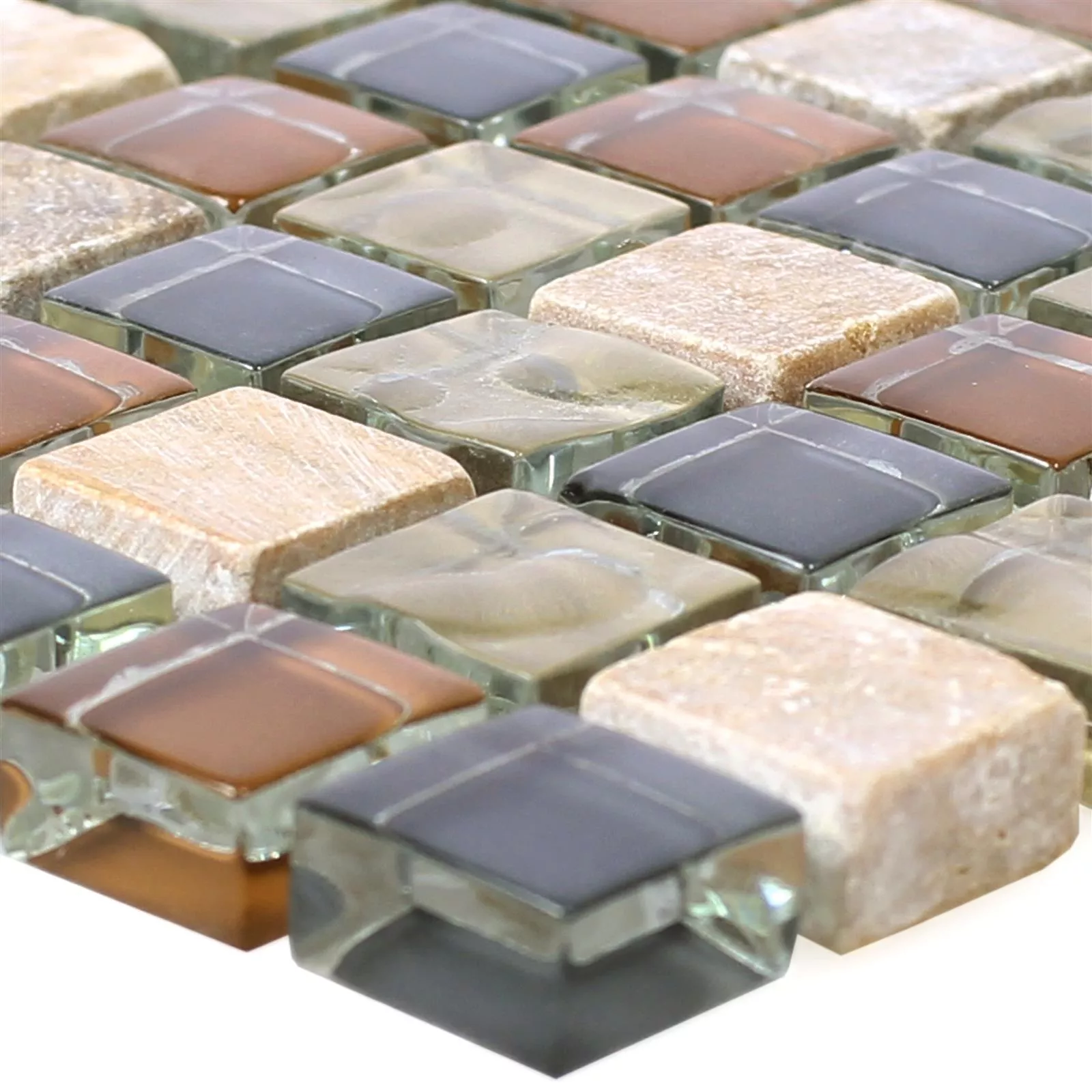 Padrão de Mosaico De Vidro Ladrilhos De Pedra Natural Festus Marrom Bege Cinza