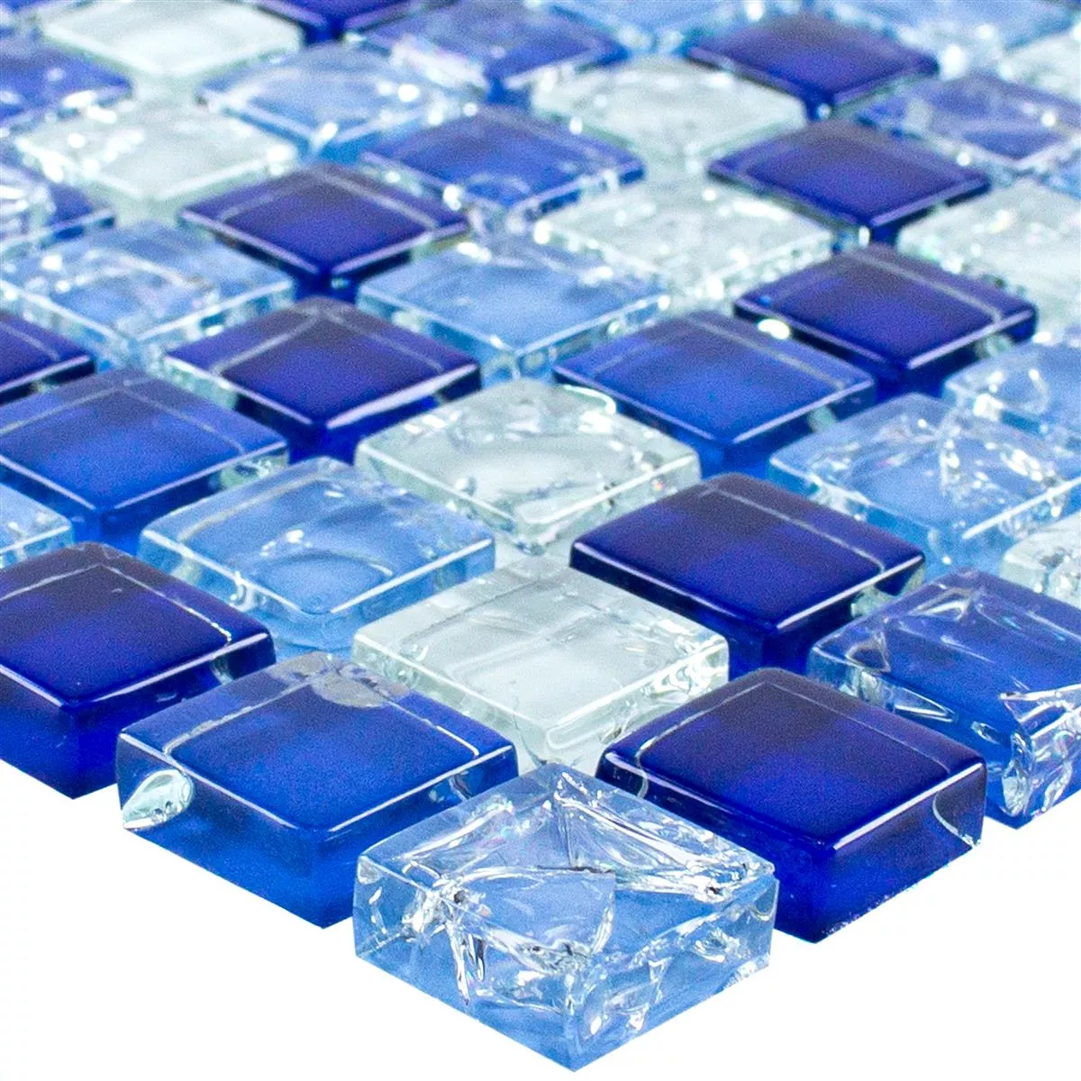 Padrão de Mosaico De Vidro Azulejos Overland Azul Branco