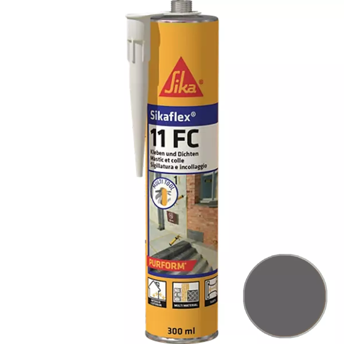 Adesivo e selante elástico Sikaflex-11 FC Purform concreto cinza 300 ml