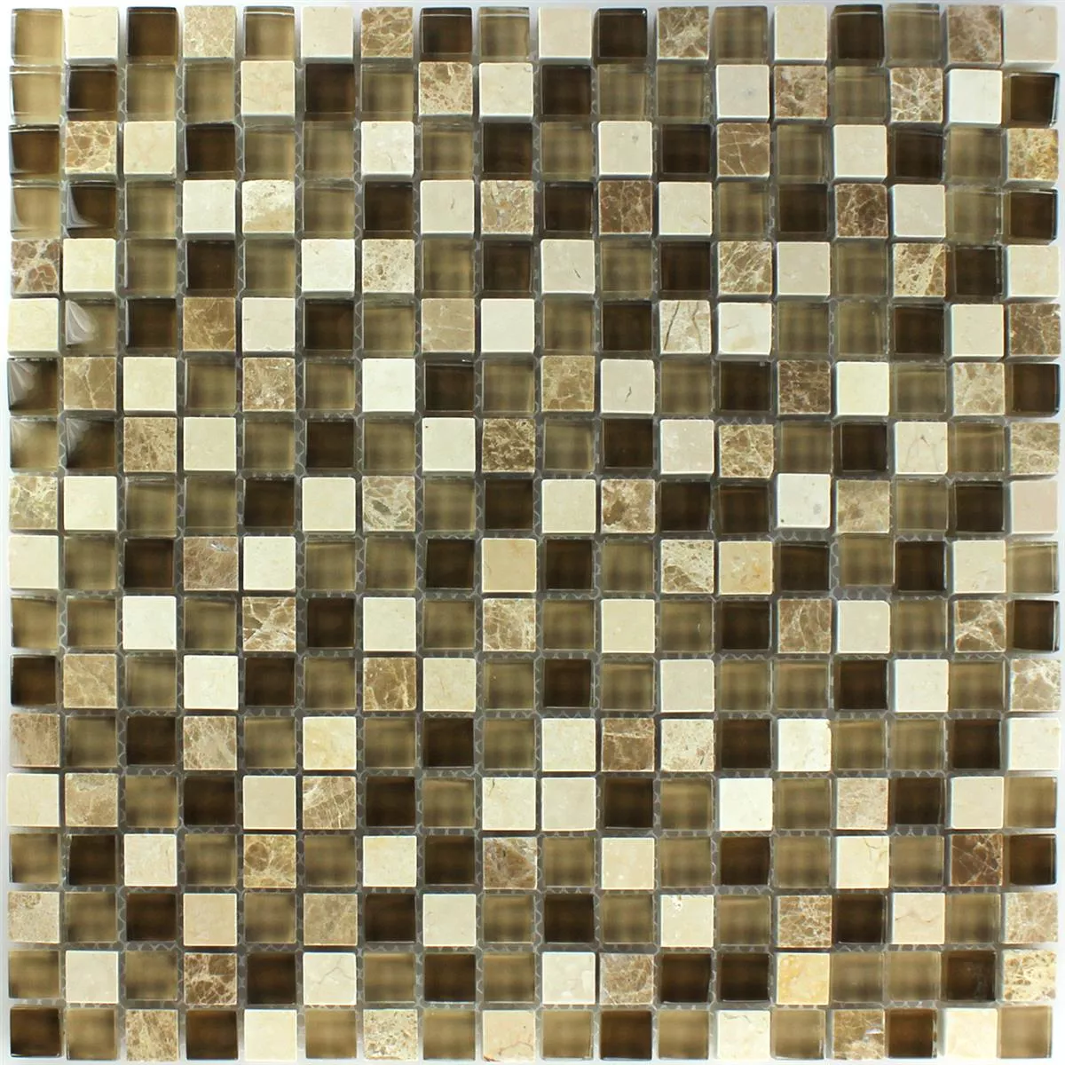 Azulejo Mosaico Vidro Mármore Marrom Bege 15x15x8mm