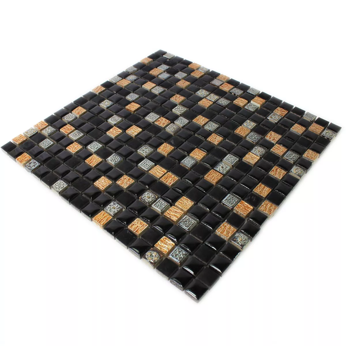 Pedra Natural Resina Ornamento Mosaico Preto Cobre