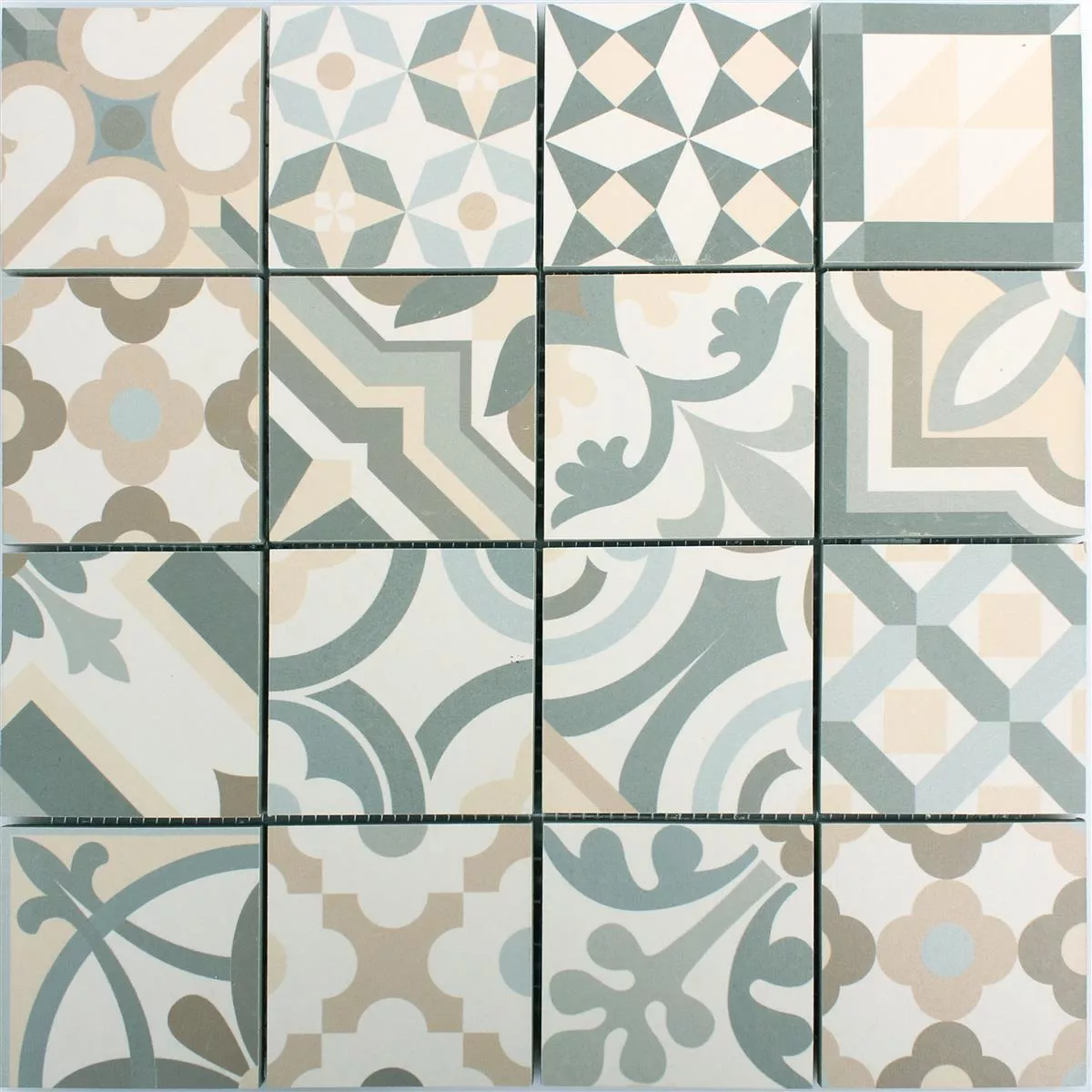 Mosaico Cerâmico Retro Azulejos Utopia Cinza Bege R10/B