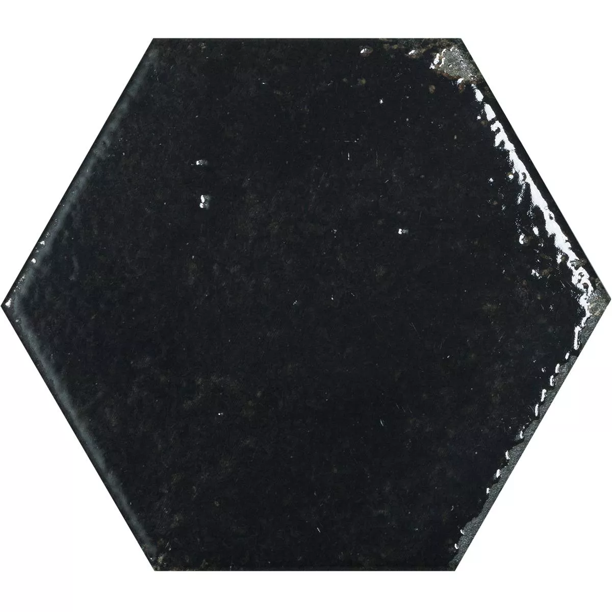Azulejos Lara Brilhante Ondulado 13x15cm Hexágono Preto Azulejos Lara Brilhante Ondulado 13x15cm Hexágono Preto