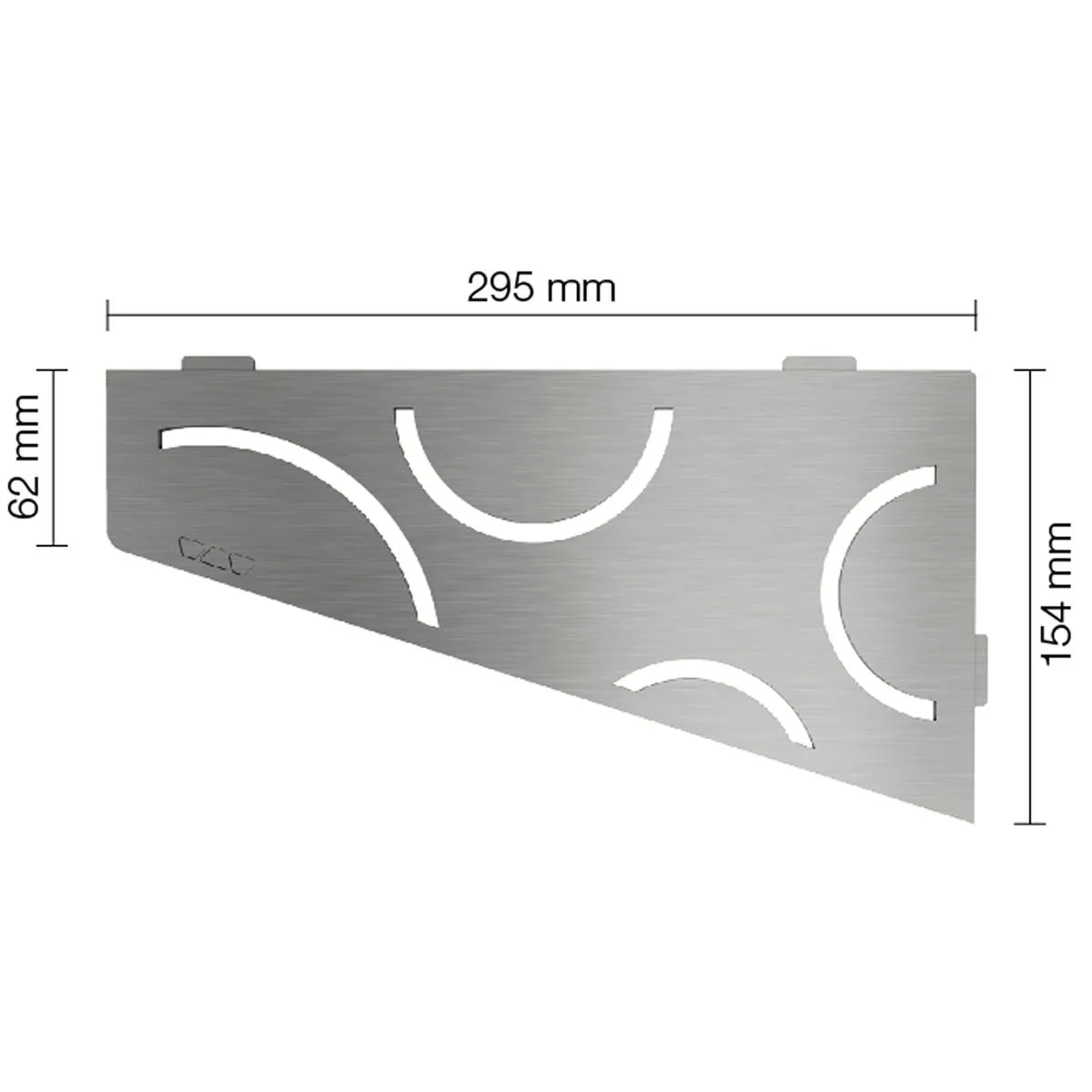 Prateleira de parede para chuveiro Schlüter quadrada 15,4x29,5cm Curva prata