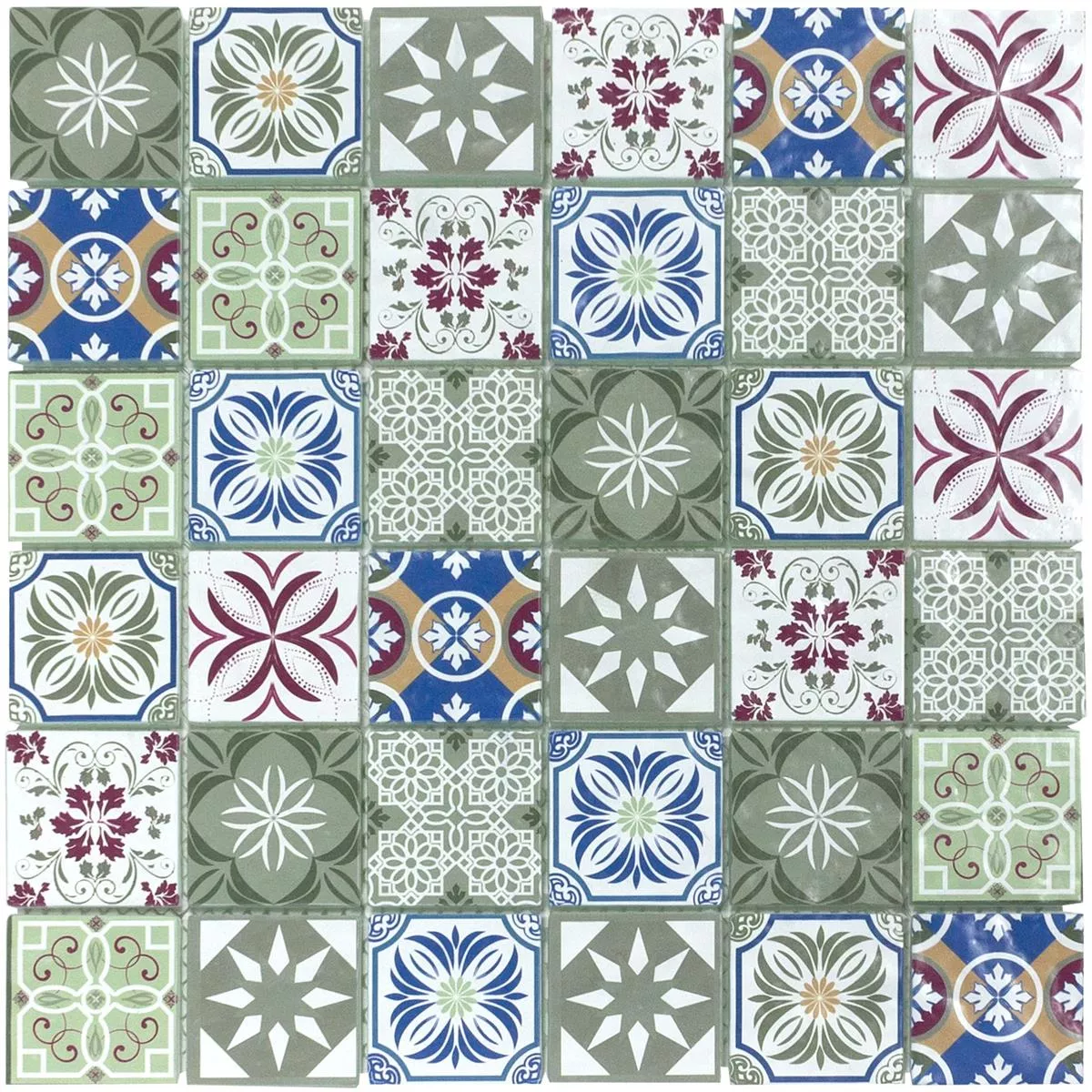 Padrão de Mosaico De Vidro Azulejos Magnolia Ornamento Multicolorido