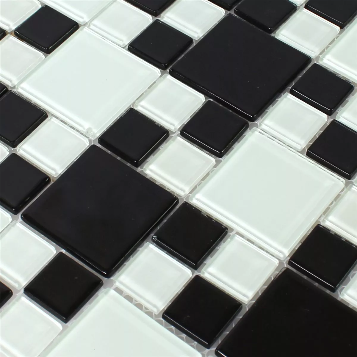 Mosaico De Vidro Azulejos Preto Branco Mix