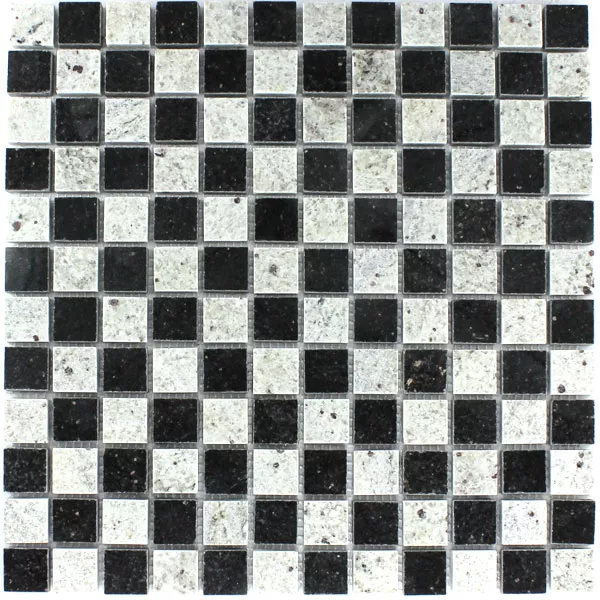 Padrão de Azulejo Mosaico Granito Caxemira Preto Galáxia Branco