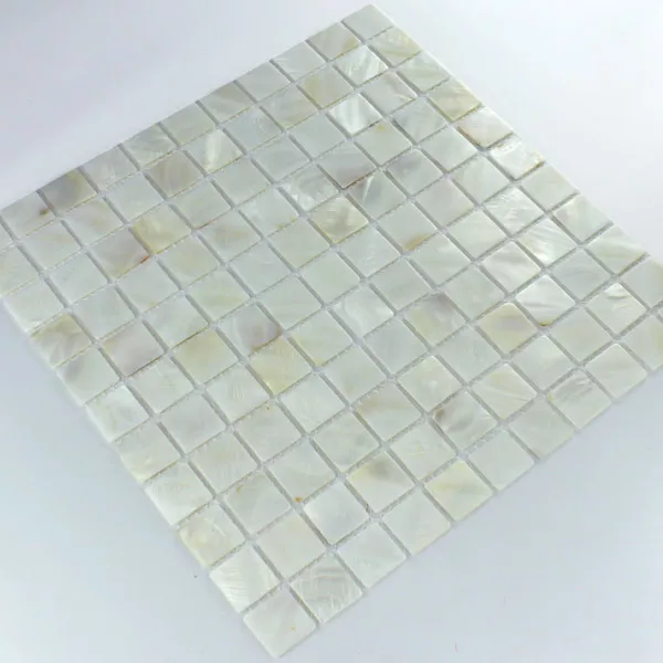 Azulejo Mosaico Vidro Efeito Madrepérola 25x25x2mm Branco