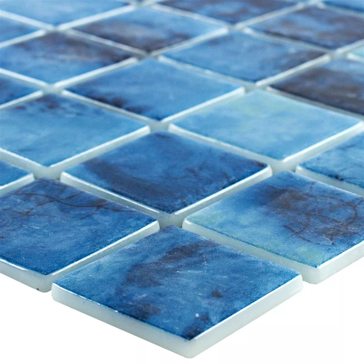 Mosaico De Vidrio Azul Claro/azul Para Piscina - 20x20 Mm, Papel Pegado, 1 Alfombra = 0.1 M²