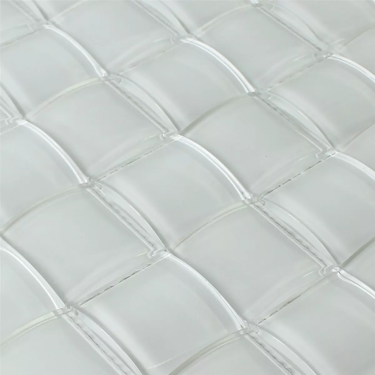 Mosaico De Vidro Azulejos Elbrus 3D Efeito Branco Uni