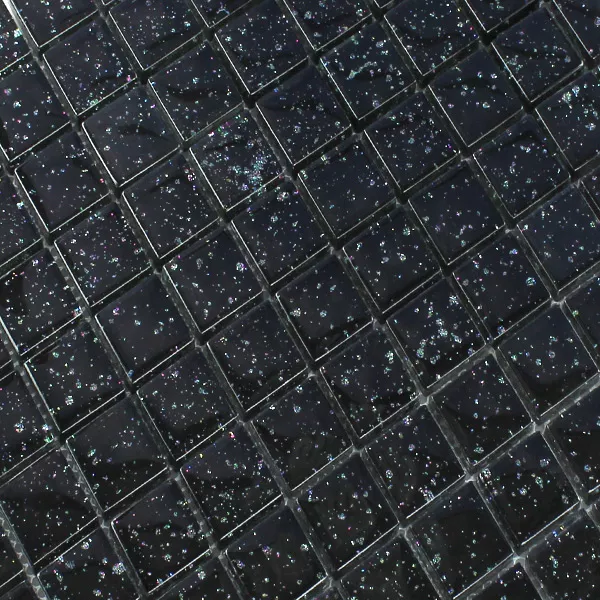 Padrão de Mosaico De Vidro Azulejos Noite Preto Purpurina 