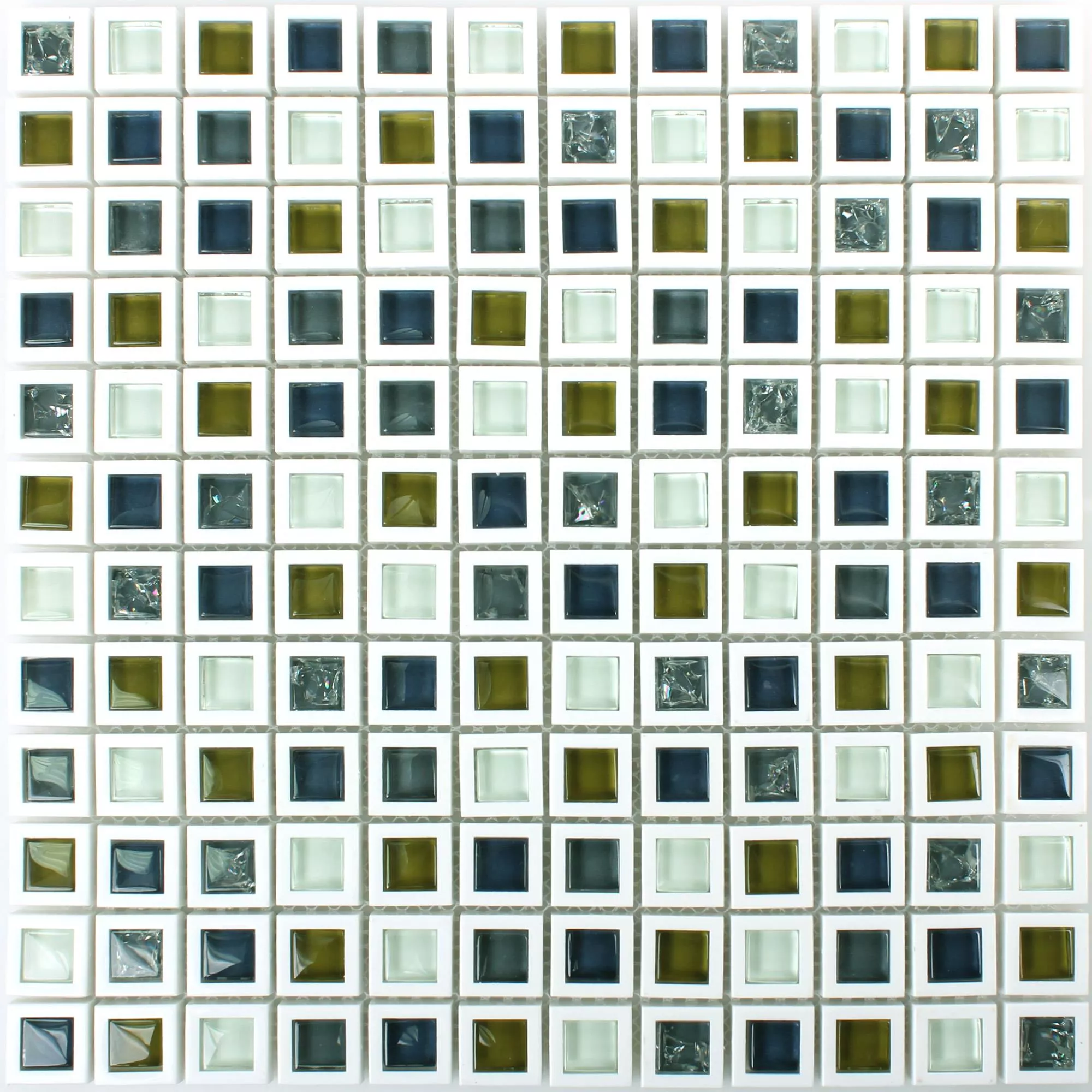 Padrão de Vidro Plástico Mosaico Anatolia Verde Branco