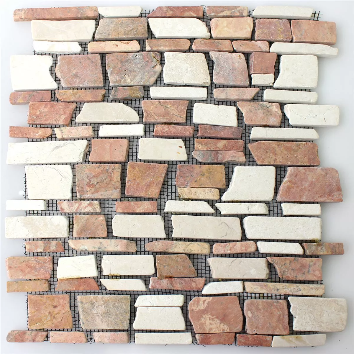 Padrão de Azulejo Mosaico Mármore Pedra Natural Brick Biancone Rosso