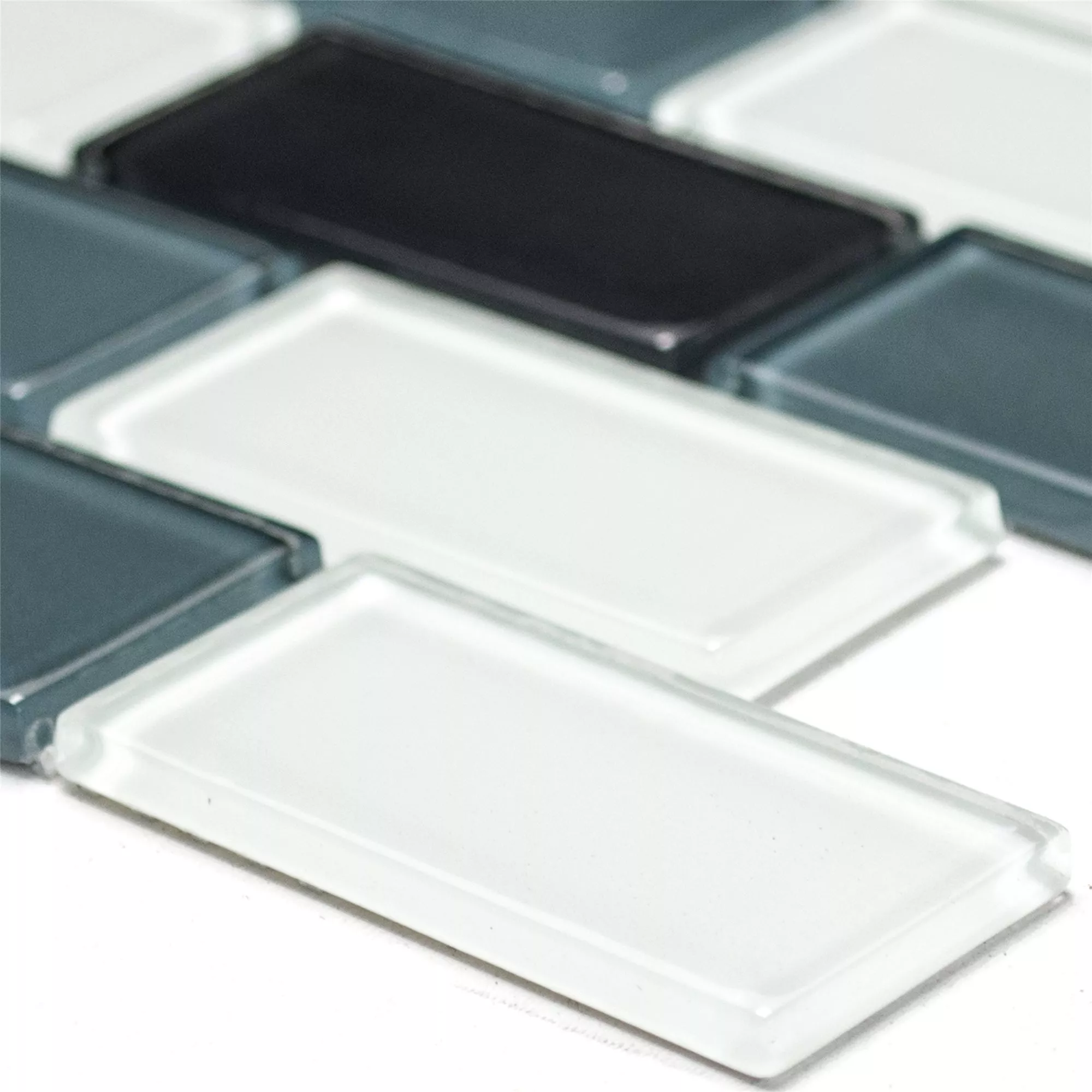 Padrão de Mosaico De Vidro Azulejos Alpha Preto Cinza Branco