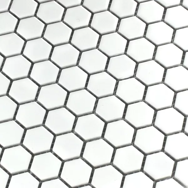 Azulejo Mosaico Cerâmica Hexágono Branco Fosco H23